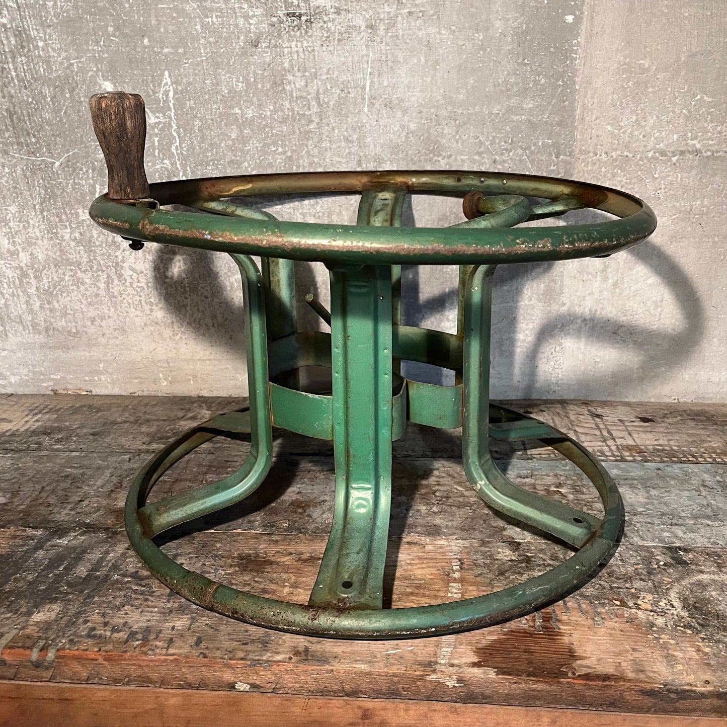 Vintage Green Metal Hose Reel