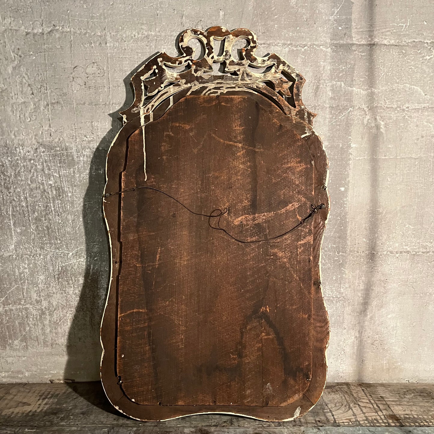Vintage White Mirror with Antique Glass