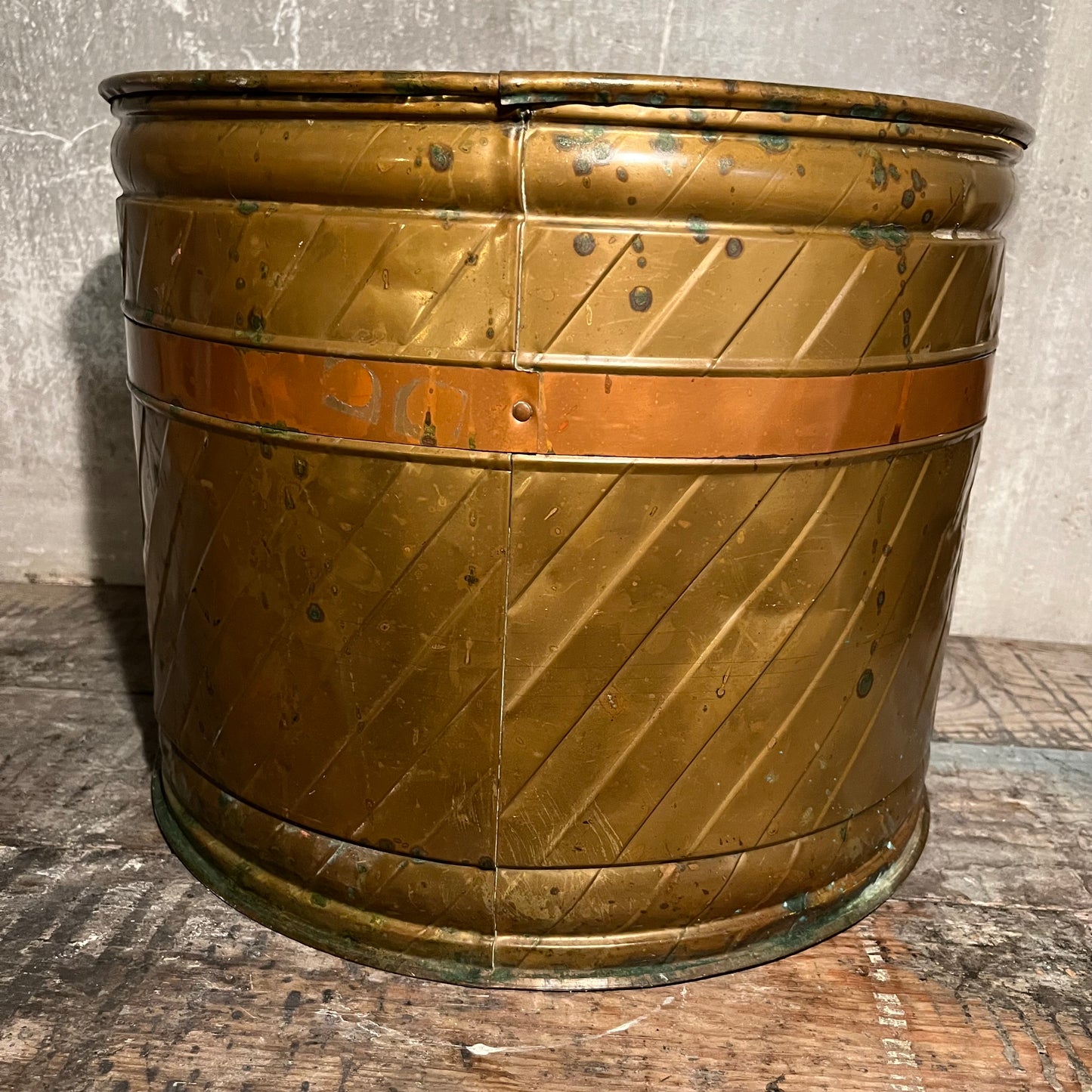 Large Brass Planter with Ribbing