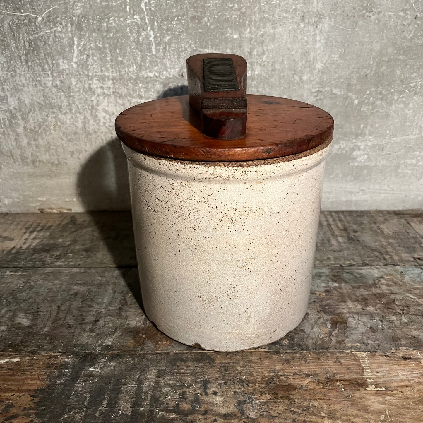 Antique Crock with Shoe Shine Top