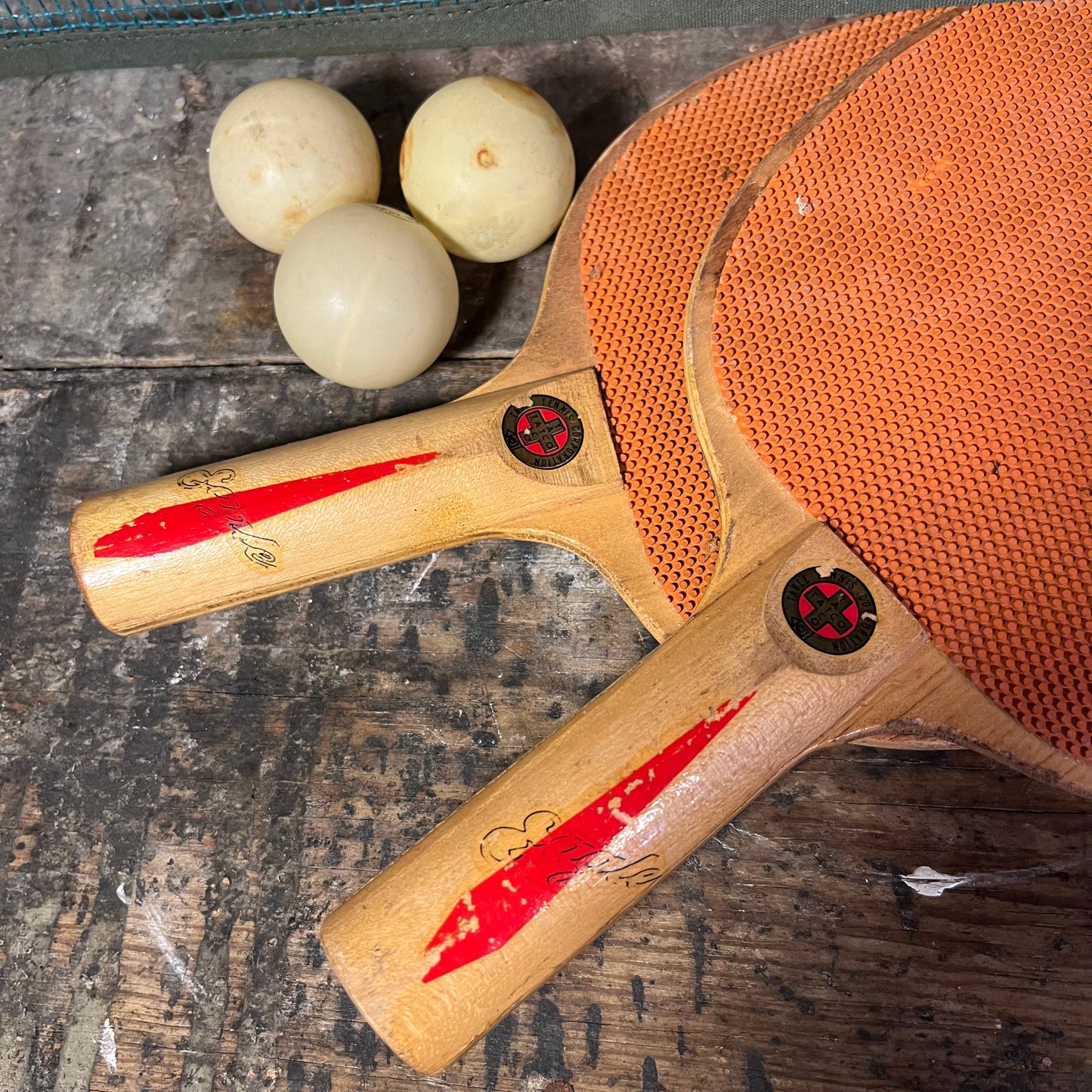 Vintage Table Tennis Net and Paddles