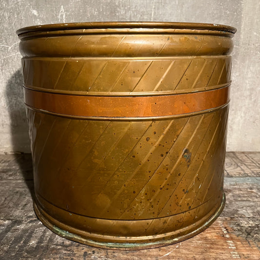 Large Brass Planter with Ribbing