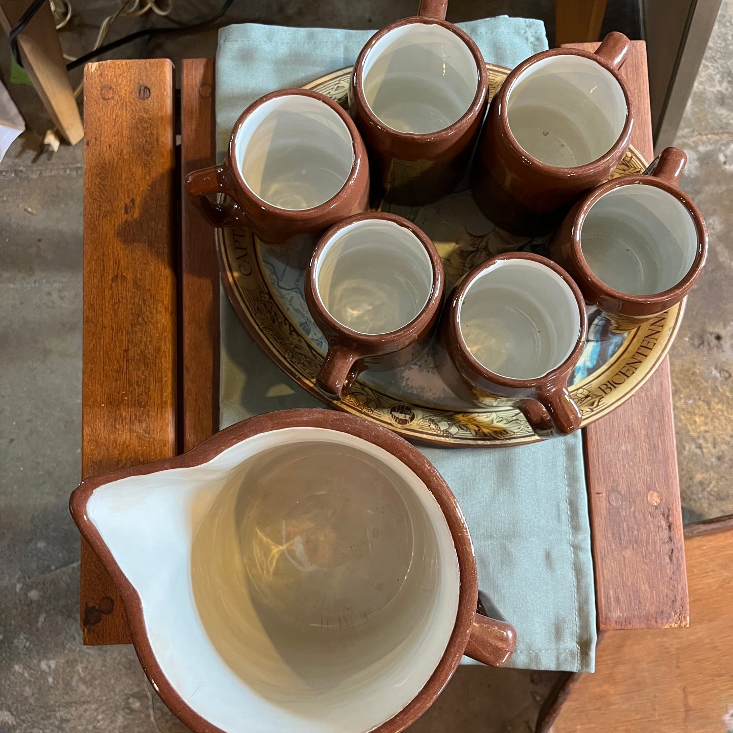 Buckeye Pottery Pitcher and Mugs