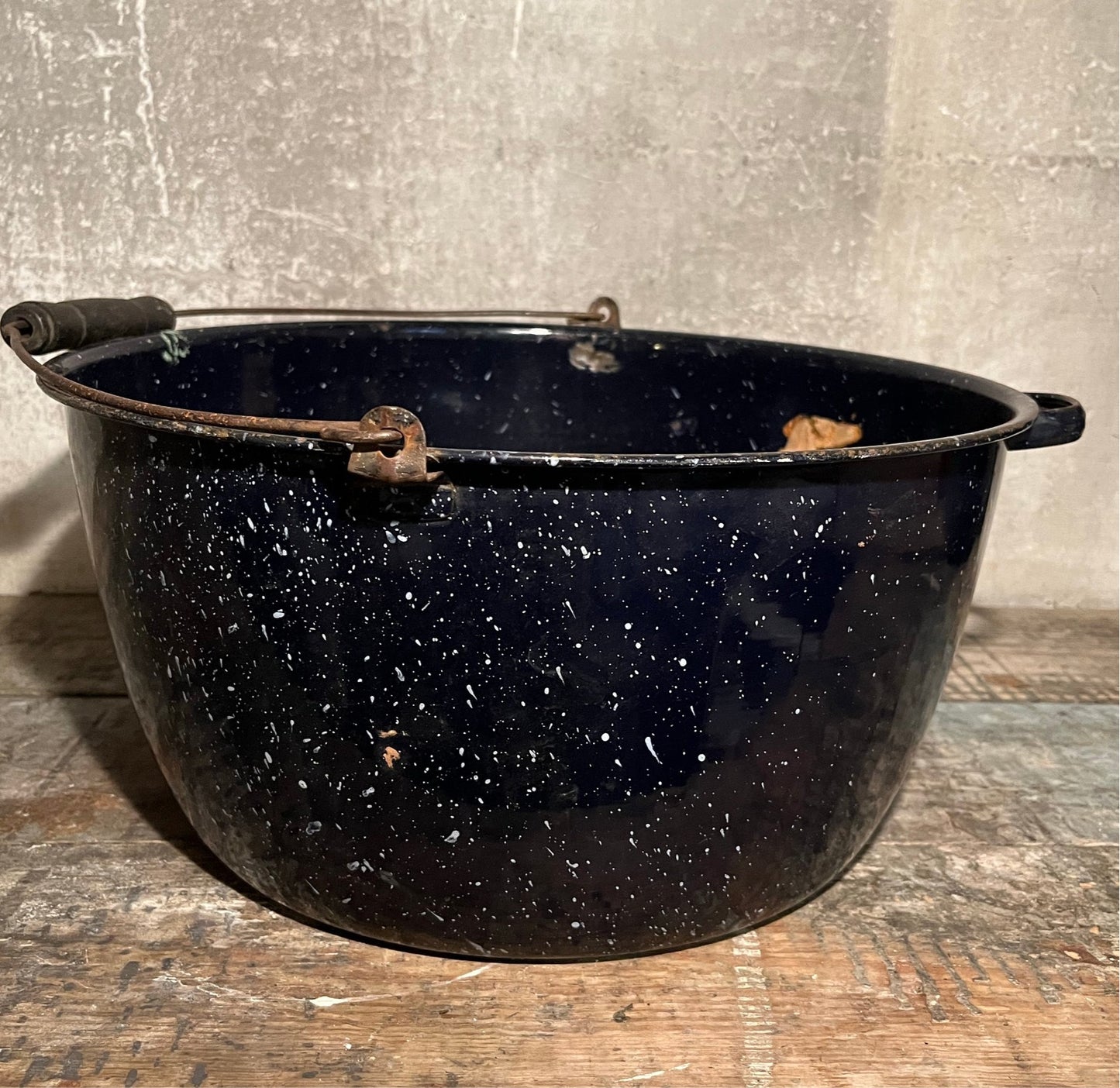 Blue Enamelware Pot with Handle